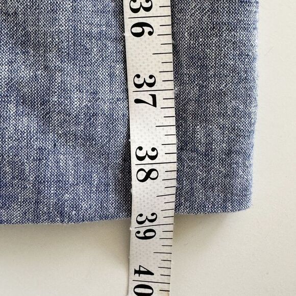 Express Skirt Size S Maxi Chambray Linen Skirt Blue Front Slit‎ Elastic Pull On - Picture 8 of 10